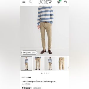 J crew 32x32 straight fit stretch chino/khaki